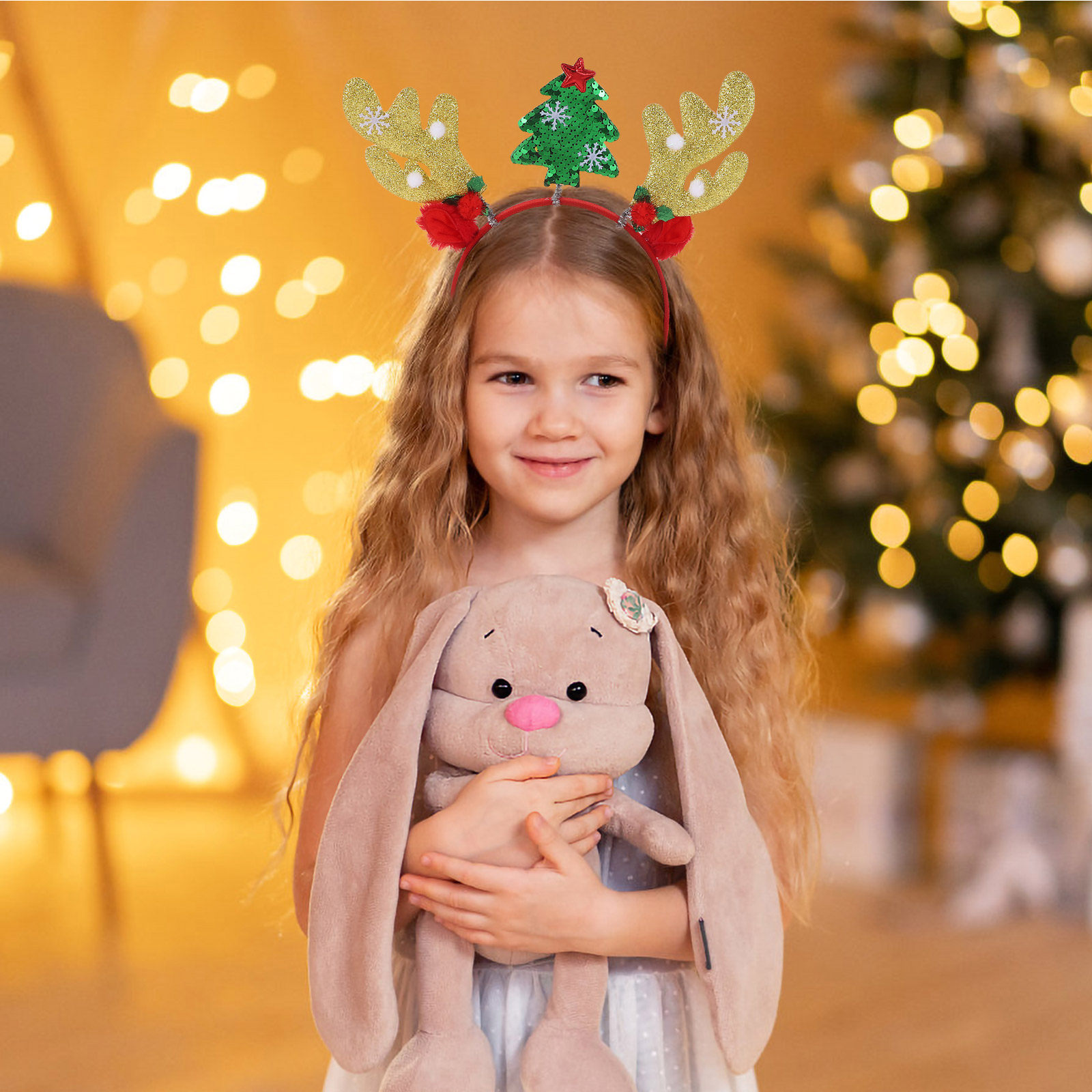 Reindeer Antlers Headband - 2Pcs Cute Reindeer Headband Deer Antlers