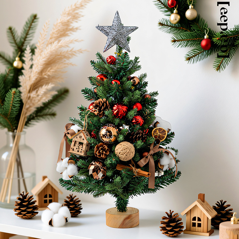Star Tree Topper - Mini Artificial Tabletop Christmas Tree With
