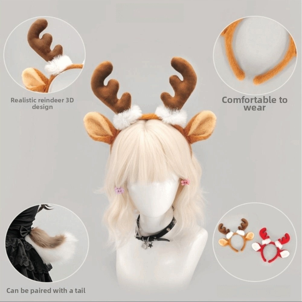 Plush Antler Headband Cute Fes - Reindeer Antlers Headband review and price