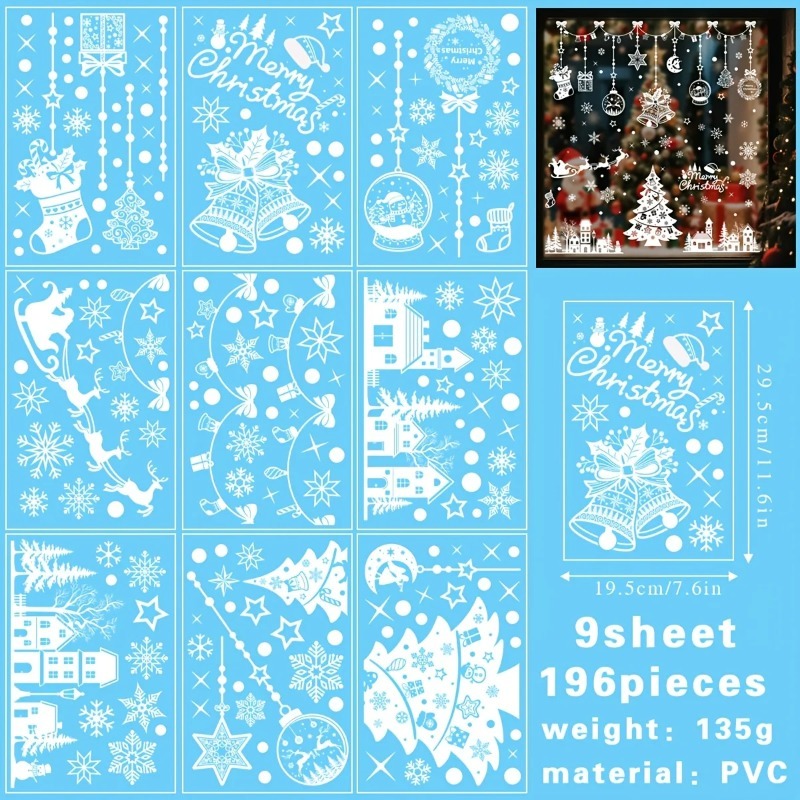 196pcs/9 Sheets Christmas Stat - Snowflake Window Decal review and price